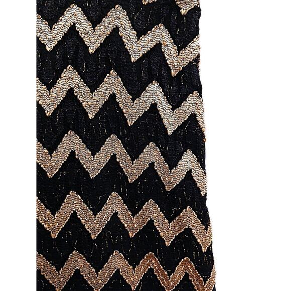 Palazzo Chevron Pants Sz XL Black Gold Fancy Cocktail HOLIDAY Sophisticated Chic - Picture 3 of 12